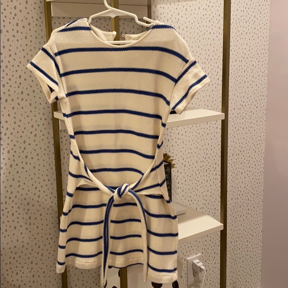 Zara cream and blue striped dress